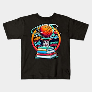 Study Slam Dunk: Balancing Books and Basketball Kids T-Shirt